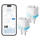 Meross Presa Smart WiFi con Monitoraggio Consumi, Presa Intelligente 16A, Presa Smart Schuko (Type F) Compatibile con Alexa, Google Home e SmartThings, Controllo Vocale e Remoto, 2 Pezzi