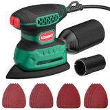 SORAKO Levigatrice Per Legno, 220W 14000 OPM Levigatrice Mouse Con Sacchetto Raccoglipolvere E 16 Fogli Di Carta Abrasiva, Ideale Per Levigare Superfici In Legno E Acciaio In Spazi Ristretti