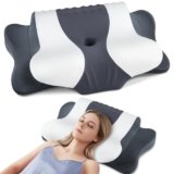 DONAMA Cuscino Cervicale,Cuscino Memory Foam con Federa Lavabile,Cuscino Ergonomico per Lato, Schiena e Stomaco