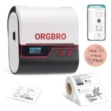 ORGBRO Z3 Stampante Etichette Adesive Termica Etichettatrice Etichette Adesive Personalizzate para Joyería, Supermercado, Pequeñas Empresas con 1 Rollo Blanco de Etiquetas de 50×30 mm, Rojo