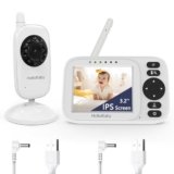 HelloBaby Baby Monitor Senza Wifi con Videocamera, Schermo 3.2″, Visione Notturna, Allarme Alimentazione, Modalità VOX/ECO, Portata 1000 Piedi, Caricatore USB
