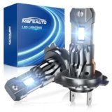 Marsauto Lampadine Led H7 40000LM, H7 Led Formato mini 1:1, Sostituzione per Lampadine Alogene, Luminosità 800%, 6500K, Ventola di Raffreddamento a 12000 giri/min, Plug and Play, Confezione da 2