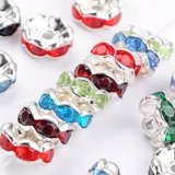 Perlin 50 perline di cristallo con strass assortiti, 8 mm, perline intermedie, perline di cristallo, colore misto, perline di strass, strass