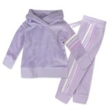 HonestBaby Velour Pullover Hoodie and Zip Front Sweatshirt and Jogger Sweatpants Set Baby, Toddler, Boys, Girls, Unisex, Lavender with Stripe, Newborn