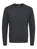 JACK & JONES Jjebasic Knit Crew Neck Noos Felpa, Grigio (Dark Grey Melange Dark Grey Melange), L Uomo