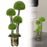 UISEBRT 1 albero artificiale da 90 cm, pianta artificiale protetta dai raggi UV in vaso, pianta decorativa con effetto naturale, per casa, balcone, terrazza, interni ed esterni, albero di funghi