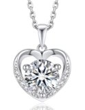 MomentWish Collana Donna Cuore, 2 Carato Moissanite Punto Luce Diamante Collana Argento 925 Gioielli Regalo per Donne Fidanzata Mamma