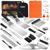 58PCS Griddle Accessories Kit for Blackstone, Flat Top Teppanyaki Spatula Set with Scraper Basting Cover Burger Press Patty Maker Silicone Mat for Outdoor BBQ Home Cooking Griddle Gifts for Chrismas