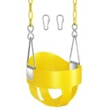 AGPTEK High Back Full Bucket Toddler Swing Seat Infant Swing with Yellow Coated Swing Chains and Carabiners Baby Swing Outdoor for Easy Install(Yellow)