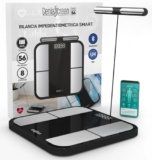 Bilancia Impedenziometrica Smart Pesapersone Digitale con 56 Misurazioni in Vetro Temperato 32x30cm Portata 180Kg GeniaScreen SolidTrack con Display LED – per Massa Muscolare Grasso BMI Bluetooth
