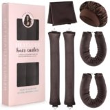 4pcs Bigodini Capelli Senza Calore，GeeRic Bigodino Lungo per Boccoli+Cuffia Doccia+Foulard da Fisso Flessibile Boccoli Arricciacapelli per Capelli DIY Salone Strumento a Styling Dormo