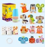 Yesier 12PCS Paper Cup Set Kids Craft Paper Kit Craft Cute Cartoon Animals Projects for Girls and Boys (12-Forest Animal)