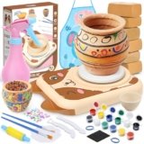 Skirfy Pottery Wheel for Kids Clay Sculpting Tools & Painting Kit,DIY Kits Clay Maker for Beginners with 6 Packs Clays, ChristmasThanksgiving Birthday Gift Toys,Art&Crafts Kits for Ages 6-8 8-12