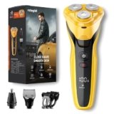 rategist Rechargeable Electric Razor for Men: 3-in-1 Shaver for Beard/Nose/Sideburns – IPX7 Waterproof Travel Kit – Turbo Speed & Precision Blades,Cyber Yellow