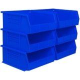 Akro-Mils 30235 AkroBins Plastic Storage Bins, Space-Saving Stackable Bins for Garage, Pantry, Craft Organization, 11″ x 11″ x 5″, Blue, 6-Pack