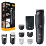 Braun Rifinitore All-in-One Series 5, Rasoio Elettrico Barba E Capelli 9In1 Con Lama Ultra Affilata E Tecnologia SkinGuard Per Il Corpo, 120 Min Di Autonomia, Impugnatura AquaGrip, AIO5540, Nero