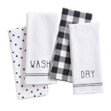 Elrene Home Fashions Farmhouse Living Sentiments Kitchen Towels, Hand Towels, Black and White, Set of 4