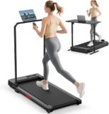 Walking Pad Treadmill for Home – Folding Treadmills with Handle Bar Portable Compact Fold up Indoor Foldable Handles Electric Walk Pads Small Spaces Mini Running Quiet Under Bed Office