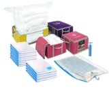 VOUNOT® 4 Pezzi Scatole per Vestiti con 17 Pezzi Sacchetti Sottovuoto Salvaspazio Riutilizzabili, per Lenzuola, Piumoni, Cuscini, Coperte