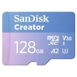 SanDisk Creator Carta microSDXC UHS-I 128 GB + Adapter (Per Smartphone, Action Camera e Droni, 5,3K i 4K, A2, C10, V30, U3, fino a 190 MB/s, 3 mesi di Adobe Lightroom inclusi)
