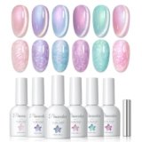 PEACECOLOR Smalto Semipermanente Unghie 10ML, 6 Colori Rosa Viola Blu Effetto Perlato Cat Eye Gel Polish con Magnete Smalto Gel Unghie UV Nail Art Manicure Fai da Te a Casa Regalo per Donne