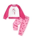 NZRVAWS 18-24 MonthsToddler Baby Girl Clothes Infant Long Sleeve Cat Print Sweatshirt Pant Outfit Fall Winter Red Set