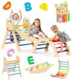 Philnas Pikler Triangle Set, 9-in-1 Montessori Climbing Toy for Toddlers, Foldable Wooden Indoor Jungle Gym & Playground Climber for Learning and Motor Skills (18 Months–7 Years)