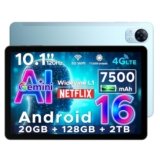 DOOGEE Tab G5 Android 16 Tablet con Sim, Tablet 10 Pollici Gemini AI, 20GB+128GB/2TB & T7200 Octa Core, 7500mAh, IPS HD 120Hz e Ultrasottile, 2 Altoparlanti/Widevine L1/8MP+5MP/Face ID/GPS-Blu