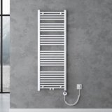 doporro Radiatore Piatto 140x50cm con Elemento Riscaldante 800W, Scaldasalviette da Bagno Termoarredo in Acciaio, Bianco, Riscaldamento Elettrico o ad Acqua Calda RHE