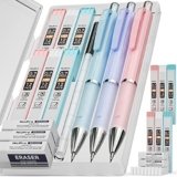 Nicpro 3 Pezzi Pastello Matite Meccaniche 0,7 mm con Astuccio, Carino Art Matite Portamine con 6 Tubo HB Mine, 3 Gomma, 9 Ricariche Di Gomma per Artista Studenti Bambino Disegno Scrittura Schizzi