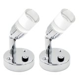 Dream Lighting Faretti LED 12v Camper Interni Luce da Lecture Moderna Acrilico Trasparente e Lega Lucidata Bicolore blu e Bianco Freddo