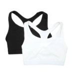 Fruit of The Loom Women’s Medium Impact Sports Bras, Ideal for Yoga, Cycling, Walking and Lounging, Non-Padded Design, Supports Without Padding 2 Pack Black Hue/White M