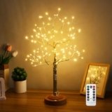 Kinamy Albero Led Regolabile, Luci Albero di Natale 8 Modalità di Luce, Albero Luminoso Lampada da Tavolo con Telecomando, 108 LED Decorazioni Lampada Albero per Natalizie, Pasquali, Soggiorno