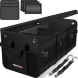 FORTEM Organizzatore Baule SUV, Contenitore Pieghevole Multi Scomparti, Accessori Auto Uomo Donna, Tessuto Oxford 1680D, Fondo Antiscivolo, Cinghie Regolabili, Coperchio Morbido (90L)