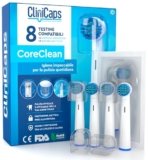 8 Testine Spazzolino Elettrico Ricambio Compatibile con Oral-B Setole Regular per Pulizia Quotidiana CliniCaps CoreClean Doppia Protezione Bustina Asettica e Cappuccio Protettivo
