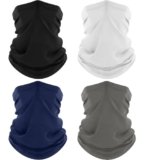 ROXUN 4 Pack Neck Gaiter, Cooling Breathable Face Mask UV Protection Scarf Hiking Bandana for Men/Women Black+Gray+White+Navy