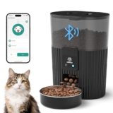 PAPIFEED Automatic Cat Feeder 3.5L/15 Cup 2.4G Bluetooth Pet Feeder for Dog Work with Alexa & Echo Timed Cat Food Dispenser for Remote Feeding with Stainless Steel Bowl up to 10 Meals Per Day with APP