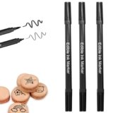 3 Pennarelli Alimentari Neri – Penna Edibile Doppia Punta per Decorazione Torte, Biscotti, Cioccolato, Macaron – Punta Fine & Spessa – Sicuro per Alimenti