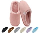 ONCAI Fuzzy Slippers for Women Cushion Memory Foam Woman Slippers 2025 Soft Home Cotton Warm Cozy Soft Slide Slipper Comfy House Winter Best House Shoes Indoor Outdoor Plush Pink Size 8.5 US