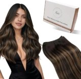 Hetto Extension Capelli Veri Tessitura Balayage Marrone Extension Tessitura Capelli Veri Remy Castano Scuro Balayage Marrone Chiaro Weft Umani Lisci 40cm 80g #2/8/2