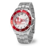 STAR WARS Men’s Watch Featuring Iconic Galactic Artwork Dial – Gift for Movie Collectors, Sci-Fi Fans, or Pop Culture Enthusiasts – Silver-Tone Case, Red Bezel, and Stainless Steel Link Strap