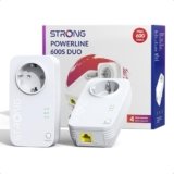STRONG AV600Mbps Kit Powerline con Pass-Through, Presa Integrata, Ripetitore Powerline Ethernet HomePlug AV2, Plug & Play, Compatibile con Router, Modalità Risparmio Energetico, Porta LAN 100Mbps
