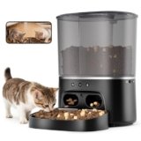 2 in 1 Distributore Automatico Cibo Gatti, 8L Distributore Cibo Cani con Ciotole in Acciaio Inox con Telecamera 1080P, 15 Pasti al Giorno e Controllo del Timer, 2.4GHz/5GHz WiFi, Adatto Per Cani e Gat