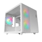 Mars Gaming MC-400, Case Gaming Compatto Micro-ATX, Finestra Laterale Totale Vetro Temperato, 3x Ventole FRGB 120mm, Pannello Laterale Completo Mesh, Bianco