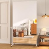 Hasipu Specchio a figura intera con ruote, 200 x 100 cm Fitness Specchio Mobile 360° per Spogliatoi, Camere, Yoga