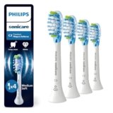 PHILIPS Sonicare C3 Premium Plaque Defence, testine di ricambio originali, bianco, confezione da 4, HX9044/87, Nuovo, 4 Testine