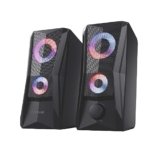 GXTrust 606B Javv Casse PC Gaming 2.0 con Illuminazione LED RGB, 12W (6W RMS), Alimentazione USB, Jack AUX 3.5 mm, Set di Altoparlanti PC da Gioco per Computer, Portatile – Nero
