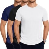 COOFANDY T-Shirt Magliette Uomo a Maniche Corte Girocollo Casual Tops Summer Tshirts Basic Tee Shirt Nero/Blu Marino/Bianco XL