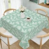 hometrixx Primavera Tovaglia Quadrato Disegno Foglie di felce Verde Tovaglie Antimacchia Poliestere Copritavolo Lavabile per 4 Posti 140x140cm Soggiorno Cucina Sala da Pranzo Giardino Esterno