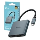 TP-Link UH3020C Hub USB-C 3 in 1, 1 HDMI 4K@60Hz, 1 USB-C PD Rapida a 100 W, 1 Porta USB-A 3.0 SuperSpeed a 5 Gbps, Supporta Mac OS, Windows 11/10/8.1/8/7, Linux OS, iPadOS, iOS, Android e Chrome OS